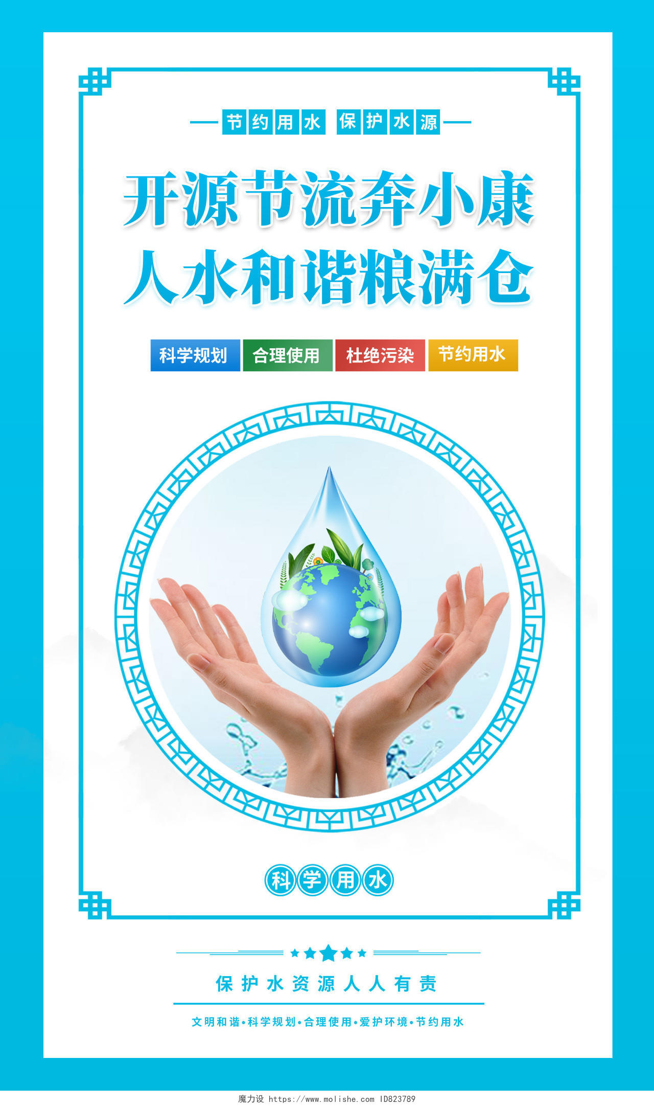 2024保护水资源世界水日海报套图环保